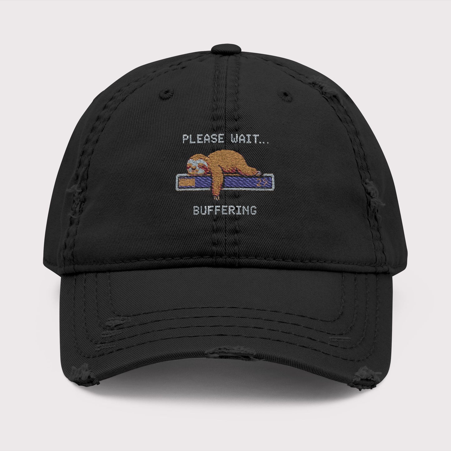 Please Wait… Buffering Distressed Hat