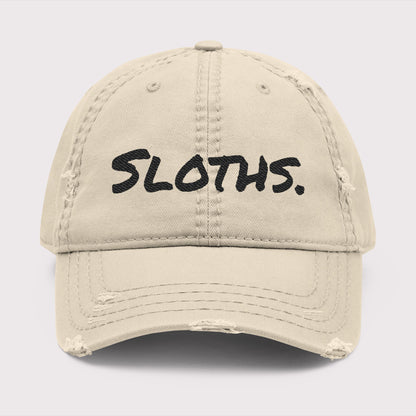 SLOTHS. Distressed Hat – Dark Text