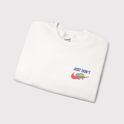 Just Don’t Embroidered Crewneck – Green Sloth Edition