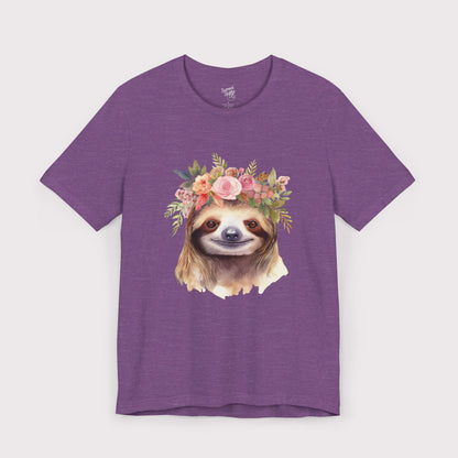 Floral Crown Sloth - Jersey Tee
