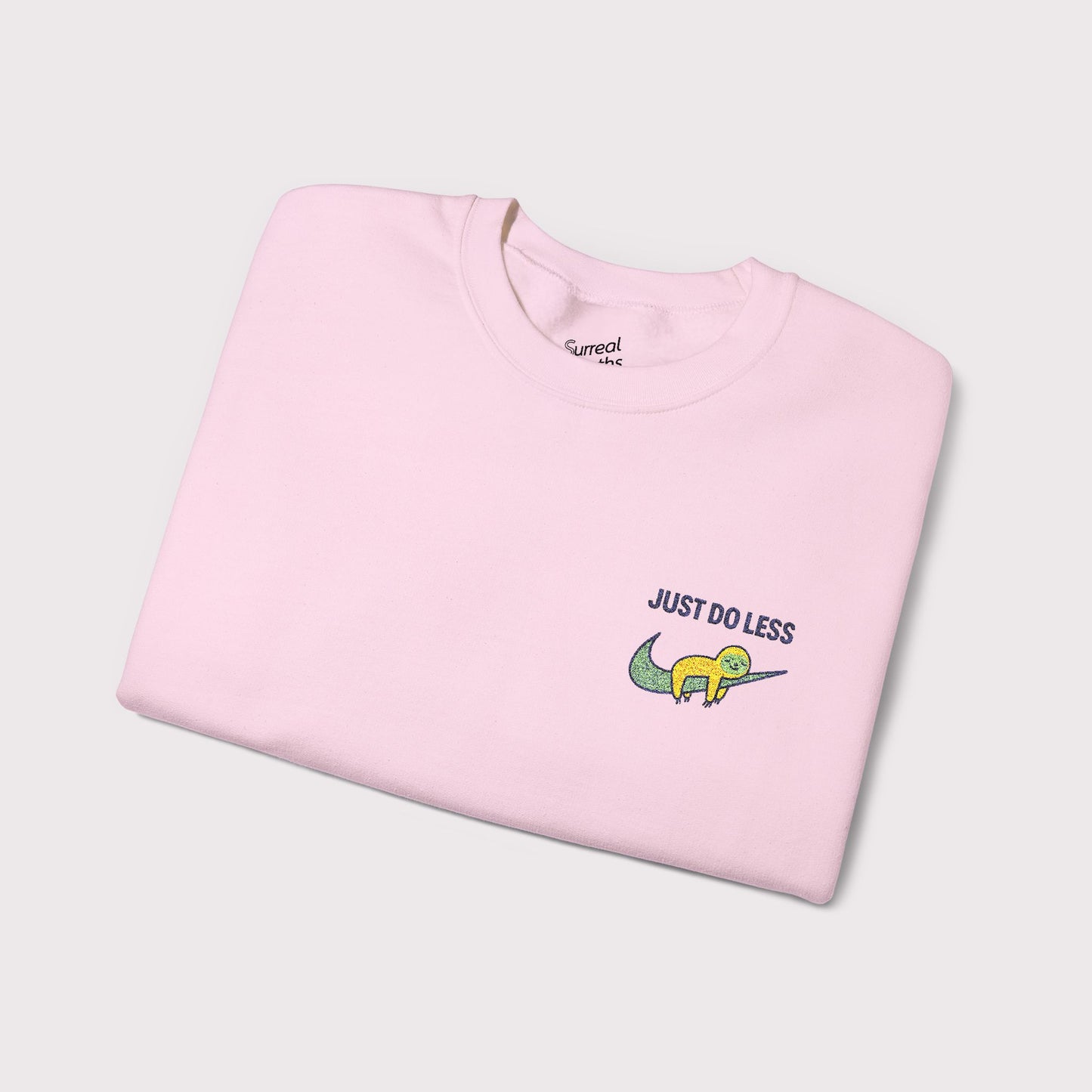 Just Do Less Embroidered Crewneck – Yellow Sloth Edition
