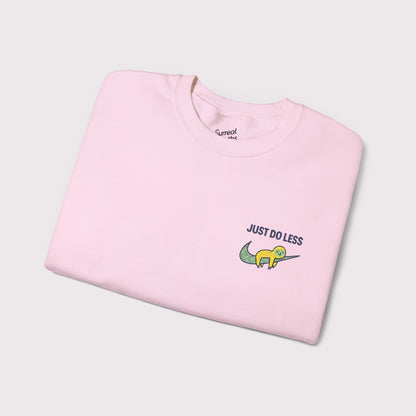 Just Do Less Embroidered Crewneck – Yellow Sloth Edition
