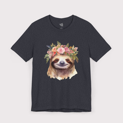 Floral Crown Sloth - Jersey Tee