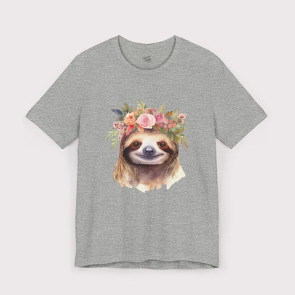Floral Crown Sloth - Jersey Tee