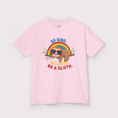 “Be Kind. Be Chill. Be a Sloth.” Kids Tee