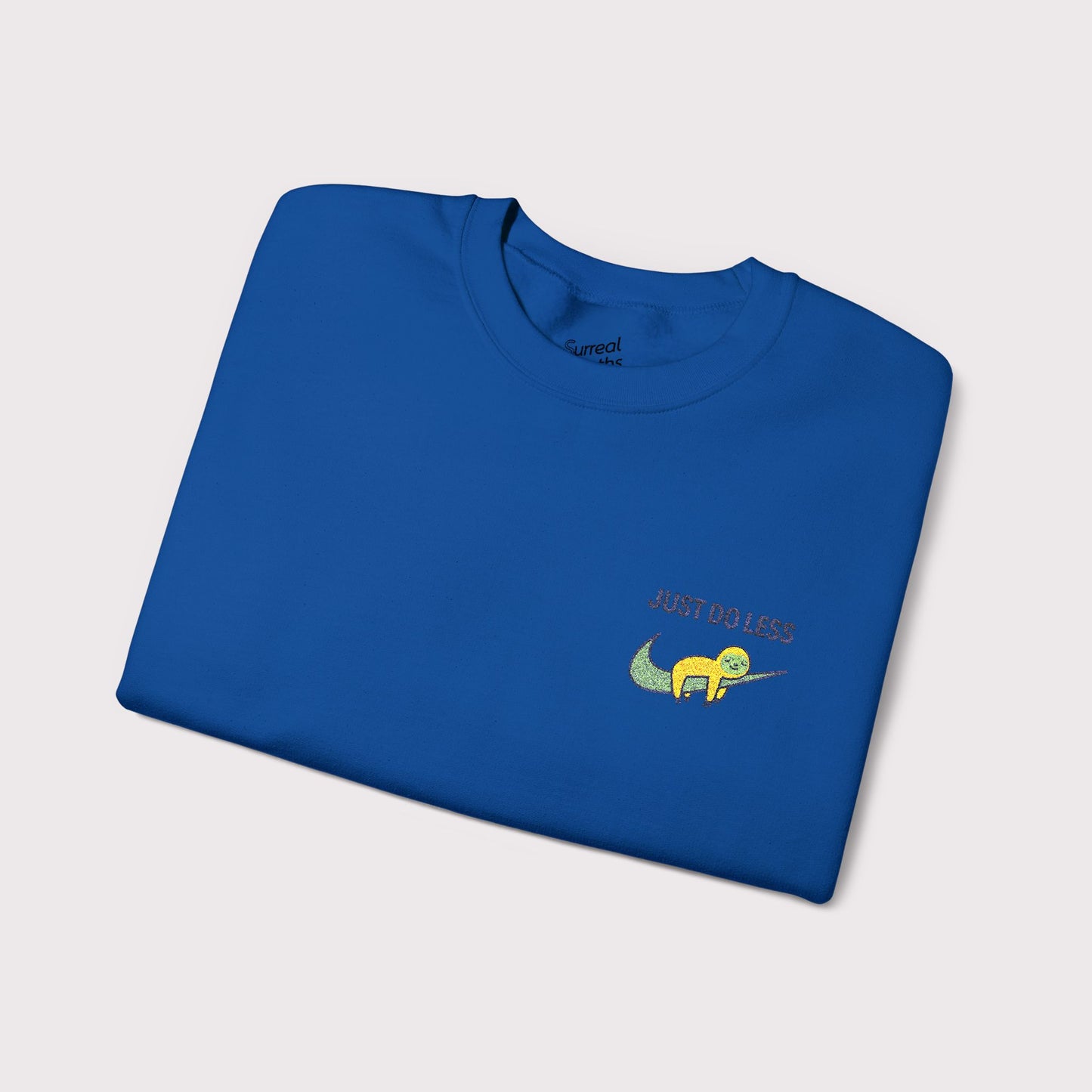 Just Do Less Embroidered Crewneck – Yellow Sloth Edition