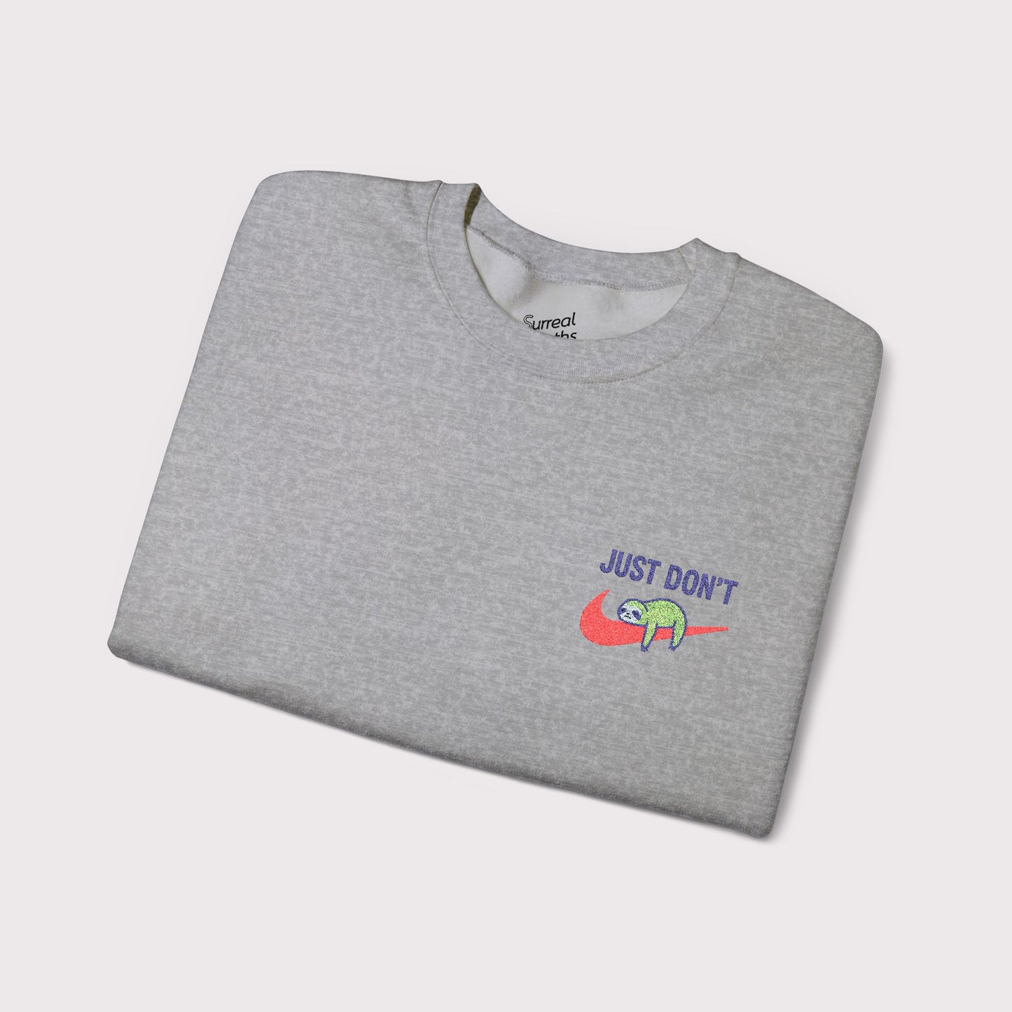 Just Don’t Embroidered Crewneck – Green Sloth Edition