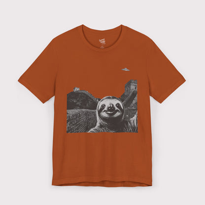 Sloth Selfie - Great Wall of China - Jersey Tee