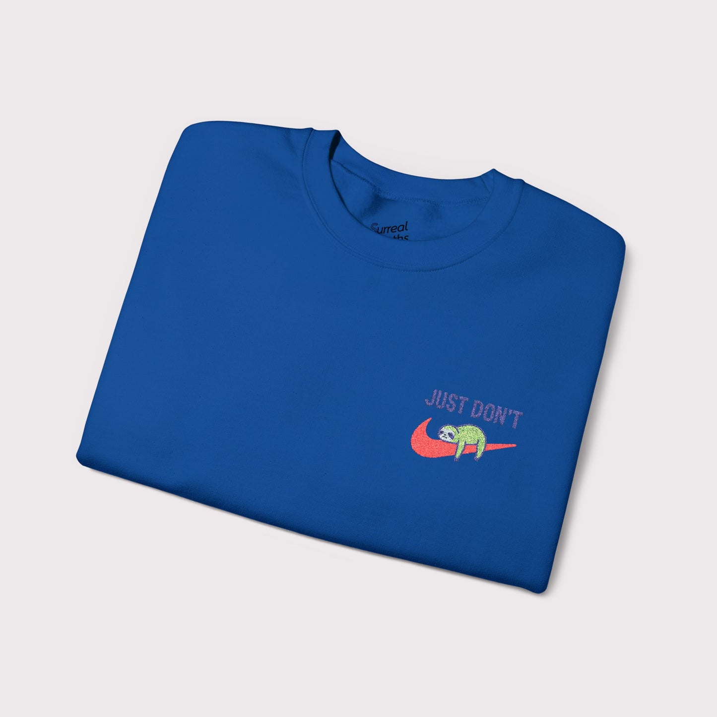 Just Don’t Embroidered Crewneck – Green Sloth Edition