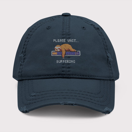 Please Wait… Buffering Distressed Hat