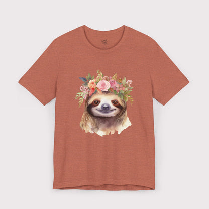 Floral Crown Sloth - Jersey Tee