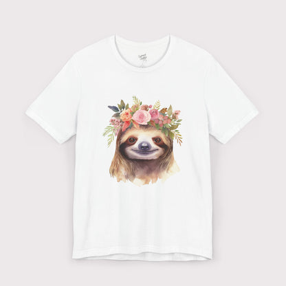 Floral Crown Sloth - Jersey Tee