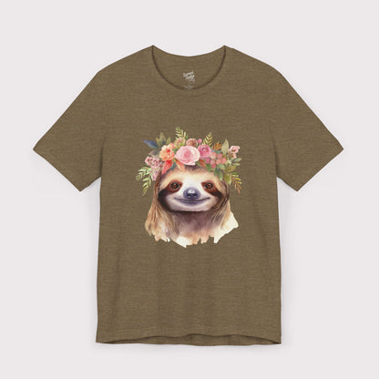 Floral Crown Sloth - Jersey Tee