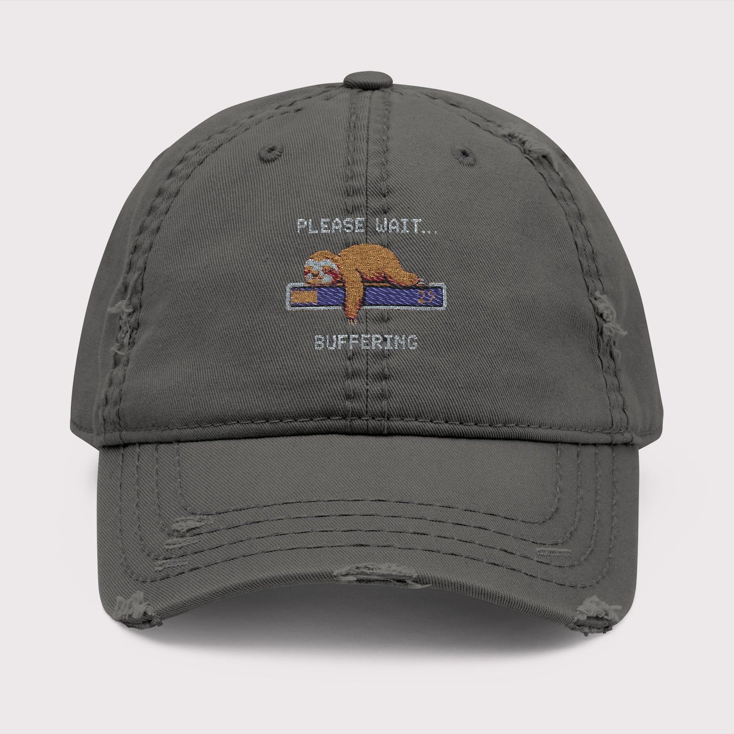 Please Wait… Buffering Distressed Hat