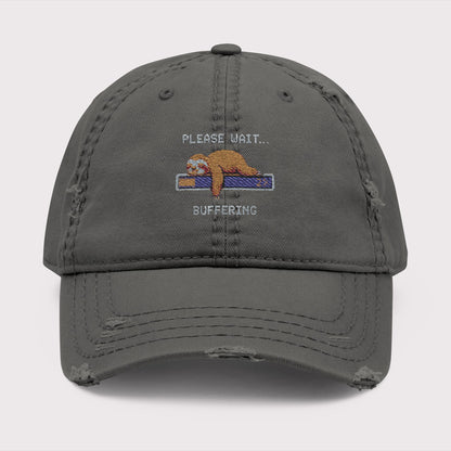 Please Wait… Buffering Distressed Hat
