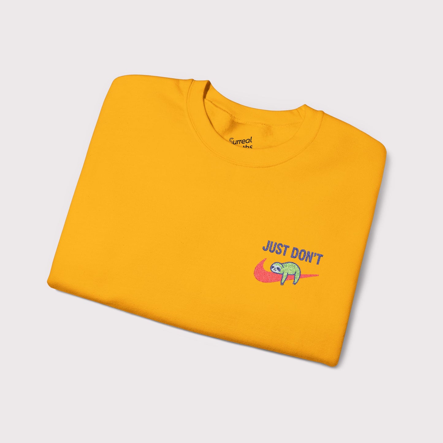 Just Don’t Embroidered Crewneck – Green Sloth Edition