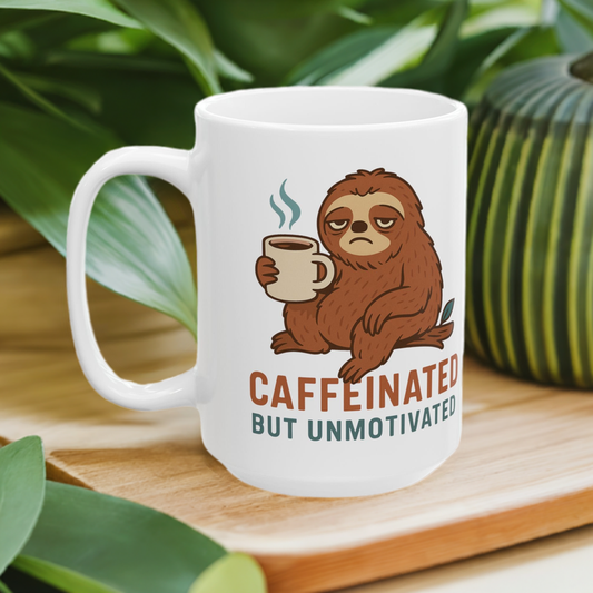 Sloth Mug - Caffeinated but Unmotivated