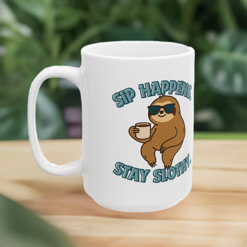 Sloth Mug - Sip Happens. Stay Slothy.
