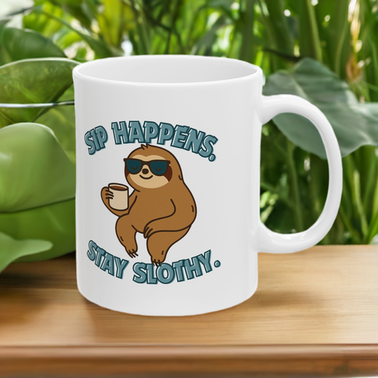 Sloth Mug - Sip Happens. Stay Slothy.